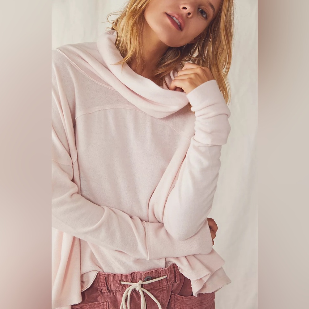 Free People We The Free Cozy Time Funnel Top Light Pink Soft XS Cottagecore Boho